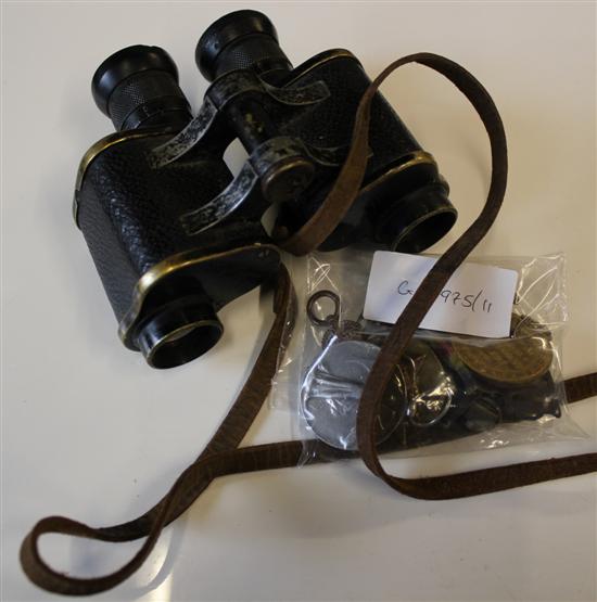 Military binoculars & 6 First World War medals